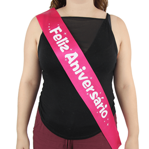 Faixa Feliz Aniversário Rosa