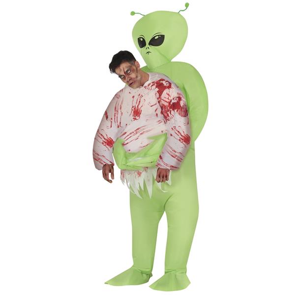 Fato Alien Verde Carry Me Insuflável, Adulto
