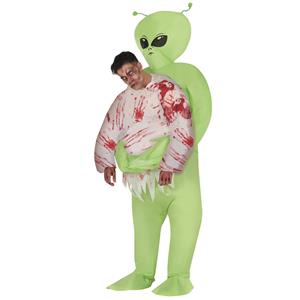 Fato Alien Verde Carry Me Insuflável, Adulto
