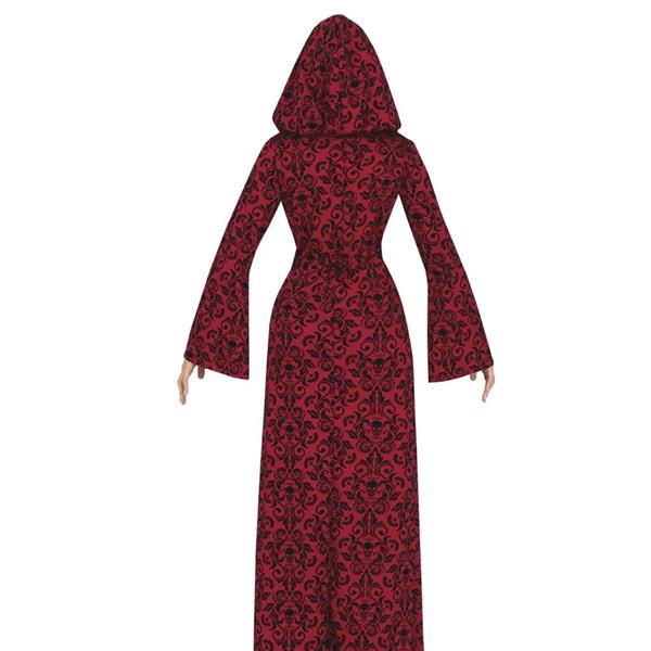 Fato Bruxa Vermelha Elegante com Capuz, Adulto