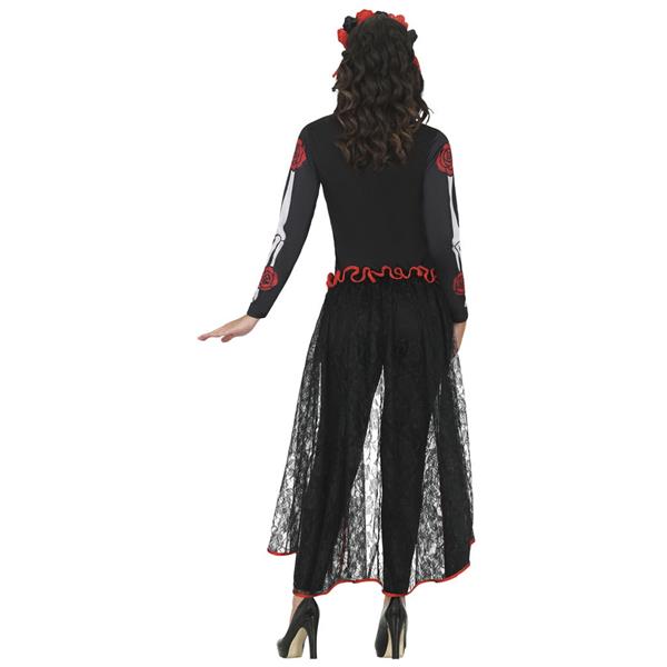 Fato Catrina Esqueleto com Rosas, Adulto