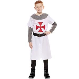 Fato Cavaleiro Cruzado Medieval Branco, Criança