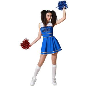 Fato Cheerleader Azul e Branco USA, Adulto