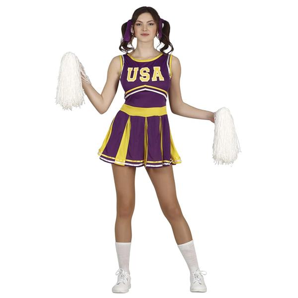 Fato Cheerleader Roxo e Amarelo USA, Adolescente