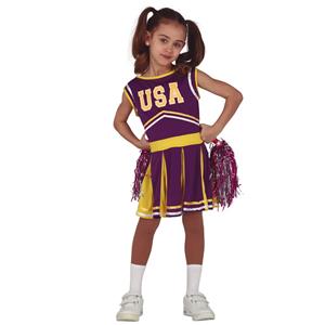 Fato Cheerleader Roxo e Amarelo USA, Criança