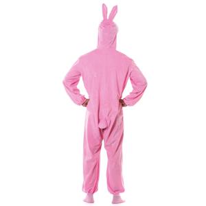 Fato Coelho Rosa com Capuz, Adulto