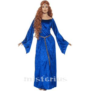 Fato Dama Medieval Azul, Adulto