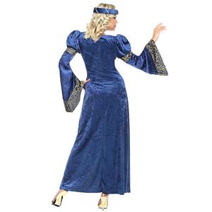 Fato Dama Medieval Azul Renascentista, Adulto