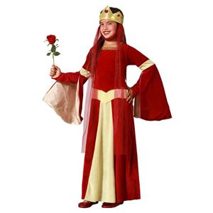Fato Dama Medieval Vermelho, Criança