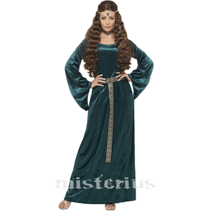 Fato Dama Medieval Verde, Adulto