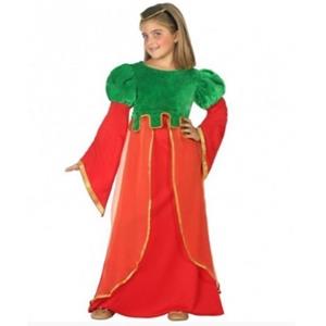 Fato Dama Medieval Vermelho e Verde, Criança