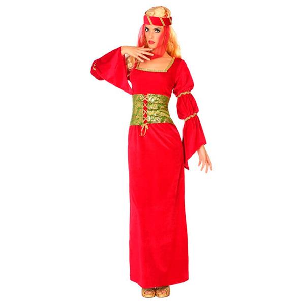 Fato Dama Medieval Vermelho, Adulto