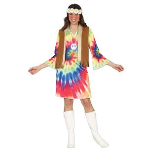 Fato Hippie Colorido Anos 60, Adulto Fato Hippie Colorido Anos 60, Adulto