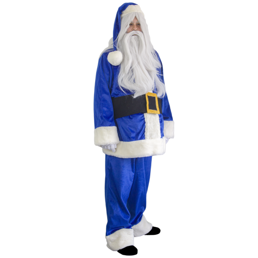 Fato Pai Natal Azul Veludo Deluxe