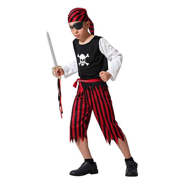 Fato Pirata Salteador Preto e Vermelho, Criança