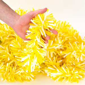 Festão Plástico Dupla Cor Amarelo e Branco, 9 cm x 12 mt