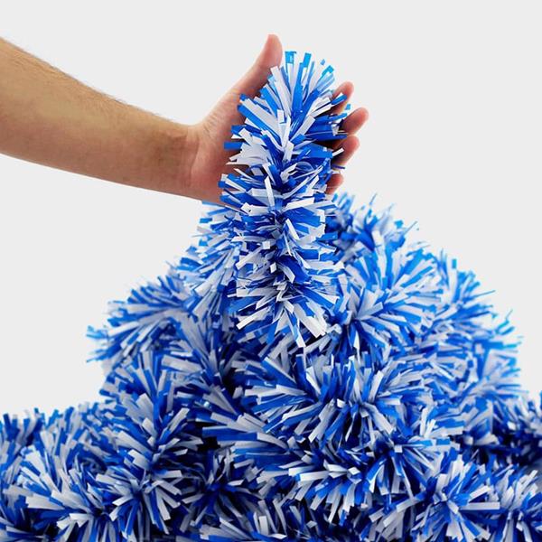Festão Plástico Dupla Cor Branco e Azul, 9 cm x 12 mt
