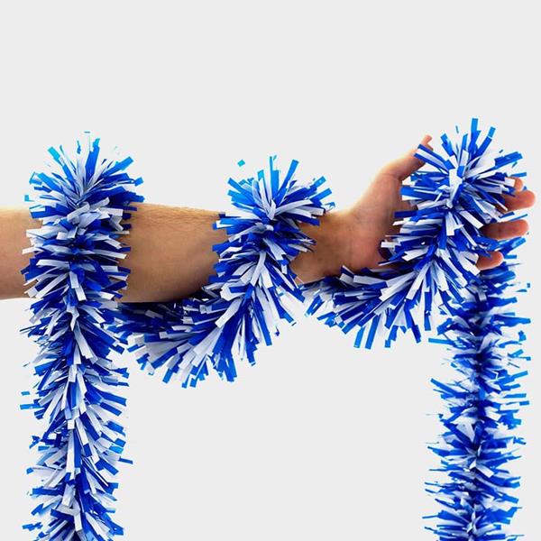 Festão Plástico Dupla Cor Branco e Azul, 9 cm x 12 mt
