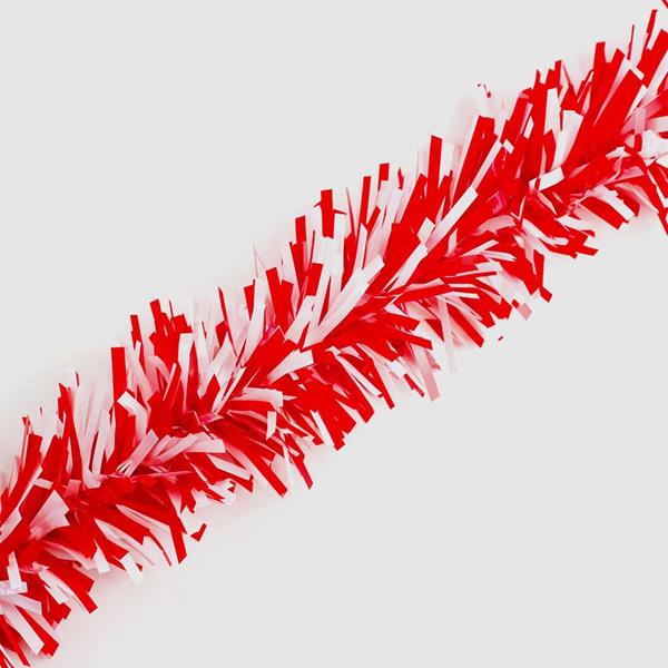 Festão Plástico Dupla Cor Branco e Vermelho, 9 cm x 12 mt
