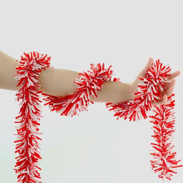 Festão Plástico Dupla Cor Branco e Vermelho, 9 cm x 12 mt