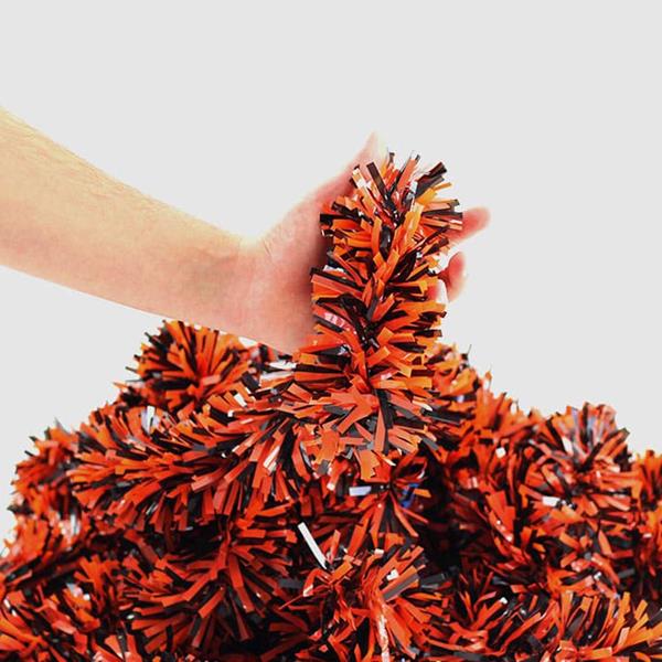 Festão Plástico Dupla Cor Laranja e Preto, 9 cm x 12 mt