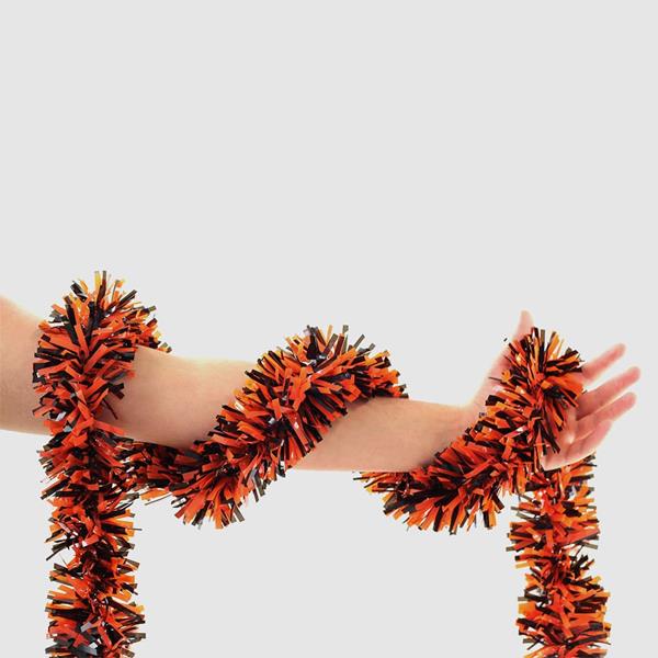 Festão Plástico Dupla Cor Laranja e Preto, 9 cm x 12 mt