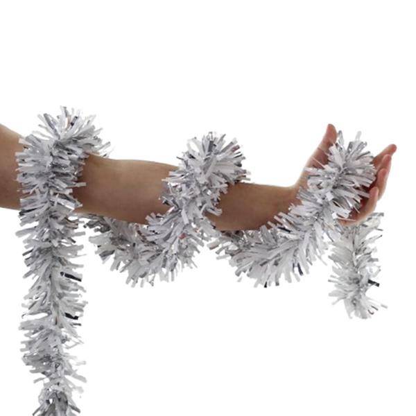 Festão Plástico Dupla Cor Prateado e Branco, 9 cm x 12 mt