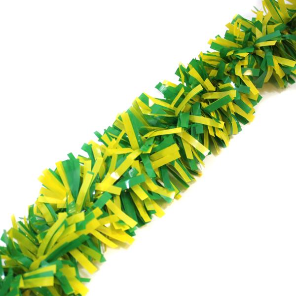 Festão Plástico Dupla Cor Verde e Amarelo, 9 cm x 12 mt