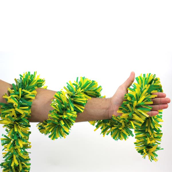 Festão Plástico Dupla Cor Verde e Amarelo, 9 cm x 12 mt