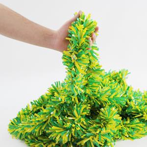 Festão Plástico Dupla Cor Verde e Amarelo, 9 cm x 12 mt