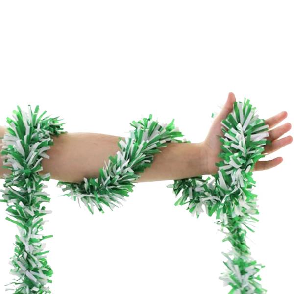 Festão Plástico Dupla Cor Verde e Branco, 9 cm x 12 mt
