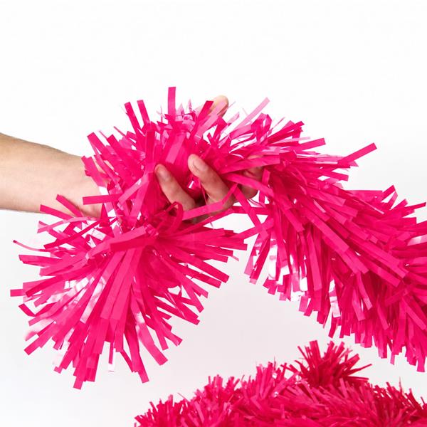Festão Plástico Liso Rosa, 17 cm x 12 mt
