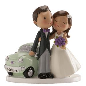 Figura Casal de Noivos com Carro Just Married