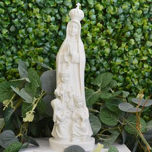 Figura Nossa Senhora de Fátima e Pastorinhos em Marfinite, 21 cm