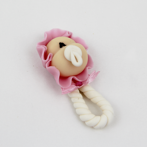 Figura Roca com Bebé de touca rosa em Biscuit