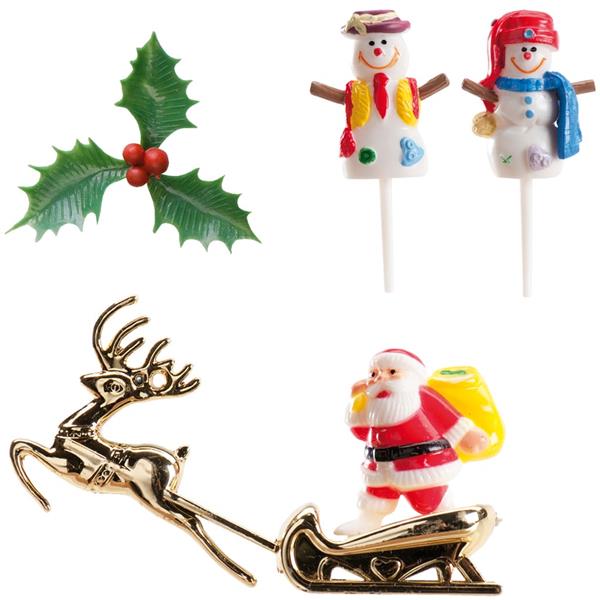 Figuras Decorativas para Bolos de Natal, 6 unid.