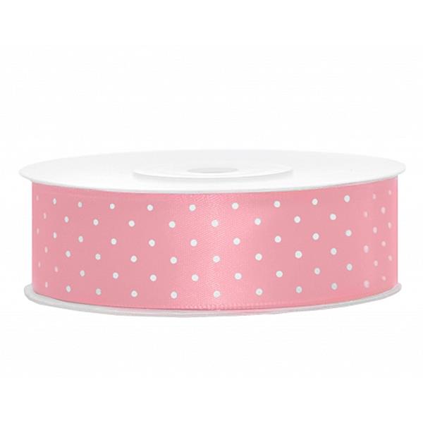 Fita de Cetim Bolinhas Rosa, 25 mt