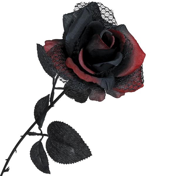 Flor Rosa Preta e Vermelha, 40 cm