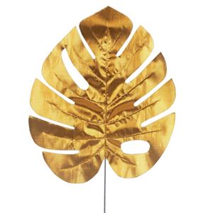 Folha Costela de Adão Decorativa Dourada, 2 unid.