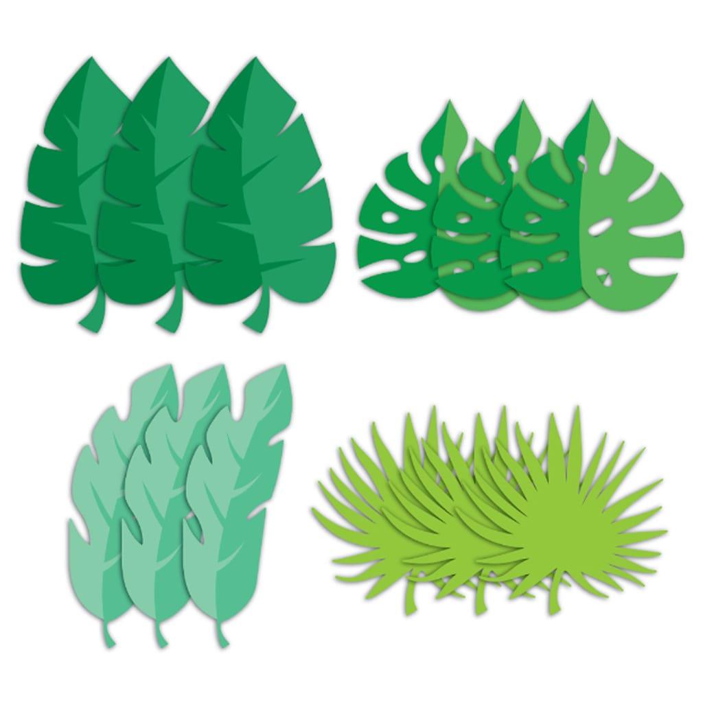 Folhas Tropicais Verdes Decorativas, 12 unid.