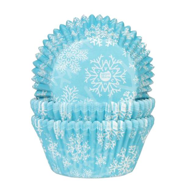 Formas Cupcake Azul Claro com Flocos de Neve, 50 unid.