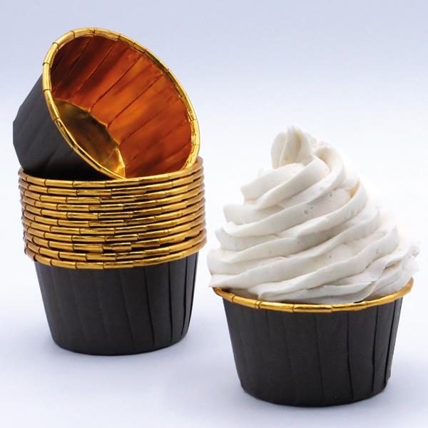 Formas Cupcake Castanho e Dourado, 24 unid.