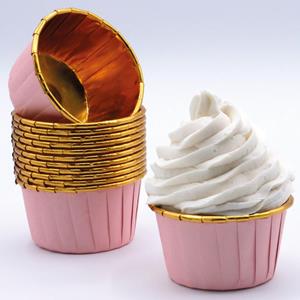 Formas Cupcake Rosa e Dourado, 24 unid.