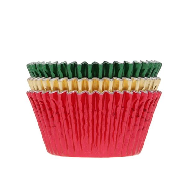 Formas Cupcake Vermelho, Dourado e Verde Metalizadas, 36 unid.