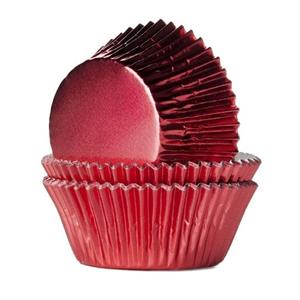Formas Cupcake Vermelho Metalizado, 24 unid.