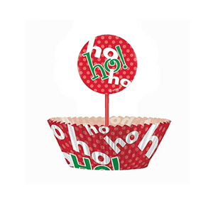 Formas Cupcakes Ho Ho Ho em Papel com Topper, 24 unid.