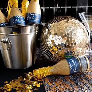 Garrafa de Champanhe Lança Confetis Dourados