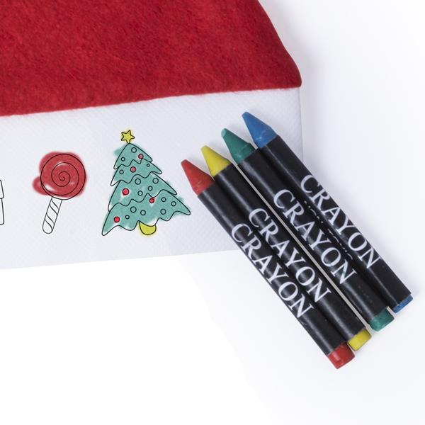 Gorro Pai Natal com Lápis de Cera para Pintar