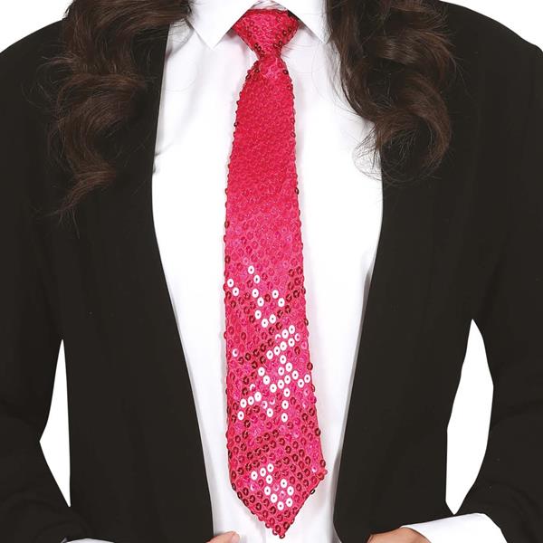 Gravata Rosa com Lantejoulas