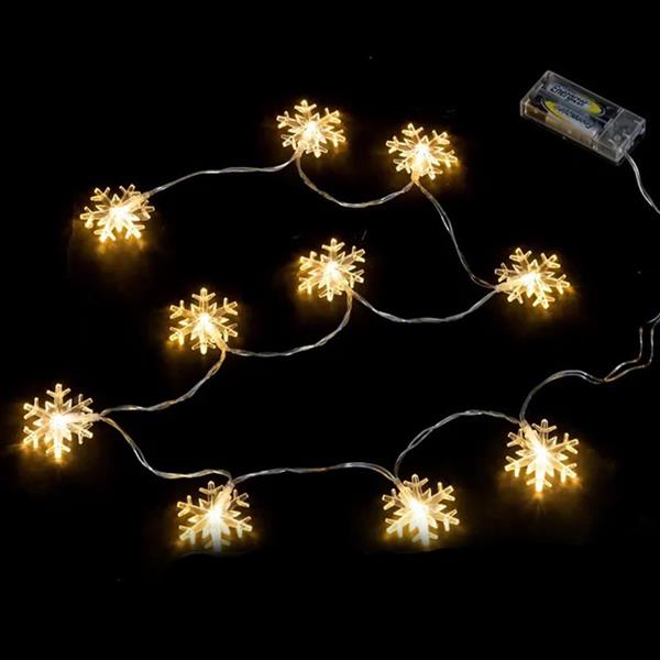 Grinalda 10 Flocos de Neve Led Branco Quente, 90 cm